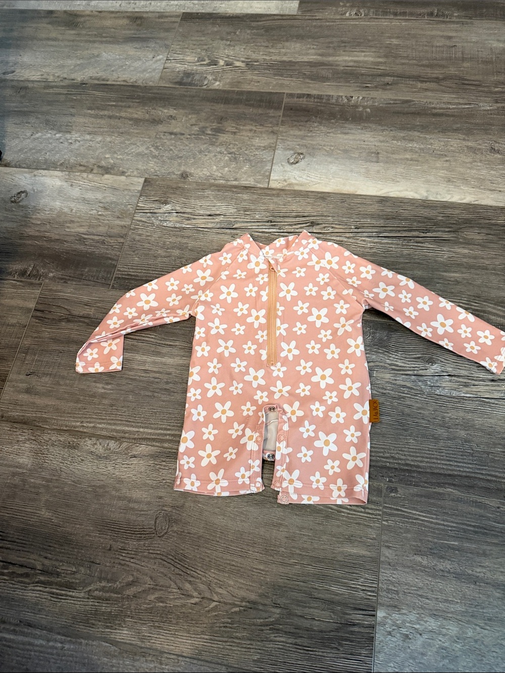Lila & Jack Girls Long-Sleeve Pink Floral Rash Guard Swimsuit